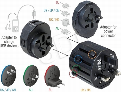 ADAPTER ZASILANIA 100-250 WORLD TRAVEL +USB