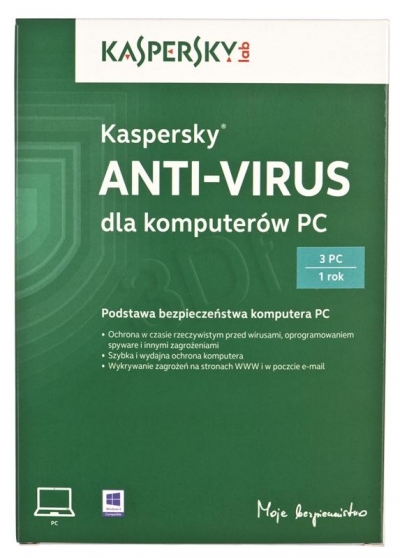 KASPERSKY ANTYVIRUS 2014 3Dt 1Y Box