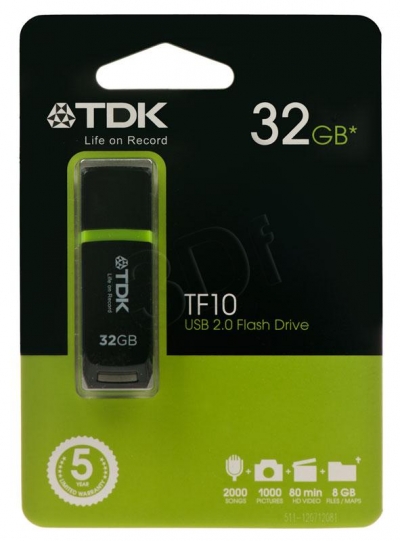 TDK TF10 USB 2.0 Flash Drive 32GB Black