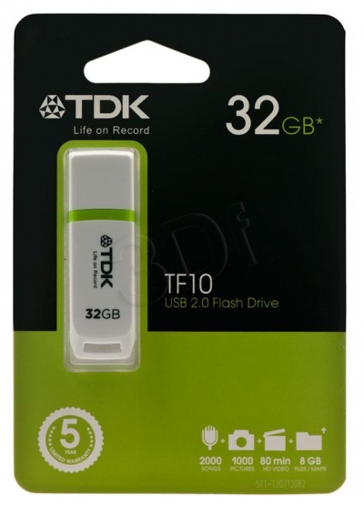 TDK TF10 USB 2.0 Flash Drive 32GB White