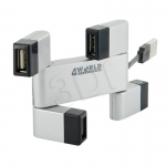 4WORLD HUB USB 2.0 FOLDED 4 PORTY SREBRNY
