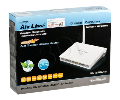 OVISLINK  AirLive [ WN-220ARM ] Wi-Fi ADSL Router 150Mbps 11n