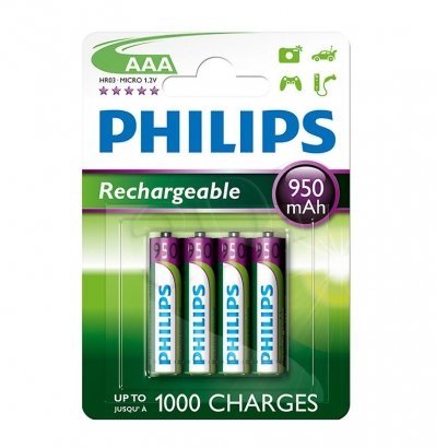 Akumulator Philips R03B4A95/10 AAA 950mAh (4 szt.; poj. 950mAh)