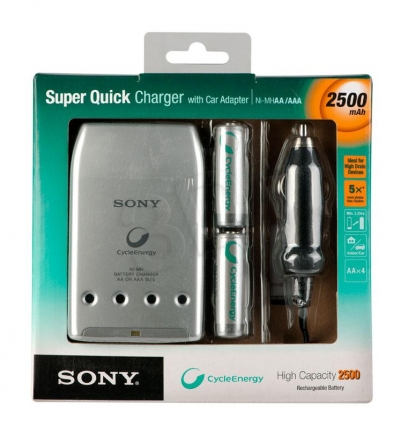 SONY ŁADOWARKA AA/AAA 4 AKUMULATORY 2500mA+ZAS SAM